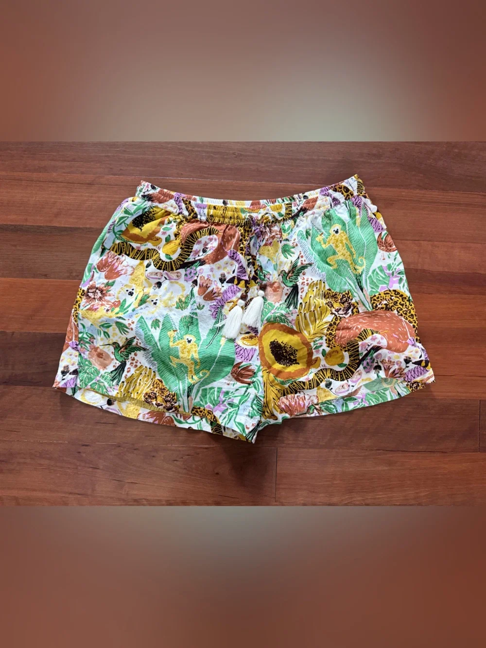 Tropical Floral Print Elastic Waist Shorts - Multi - Picture 1 of 4